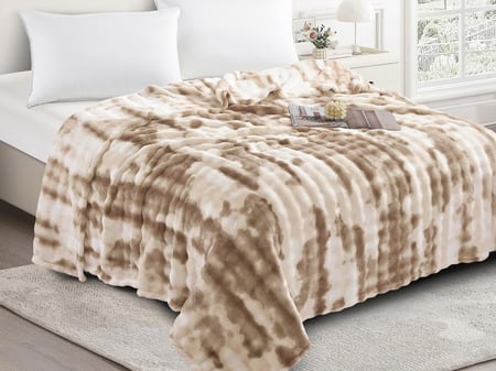 بطانية PREMIUM مشجرة مخمل خفيفة مزدوج - 200×230 سم - بني