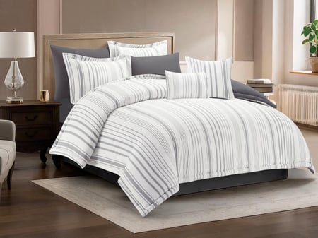 مفرش سرير رمادي غامق صيفي 10 قطع مايكروفايبر ناعم من مفارش السلطان