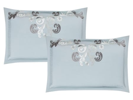 2 غطا مخدة لون سماوي مطرزة فاخرة