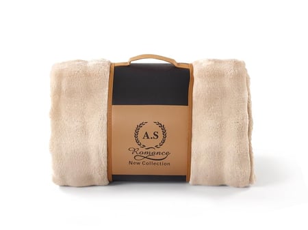 بطانية POP سادة مخمل خفيفة مزدوج - 200×230 سم - بيج فاتح