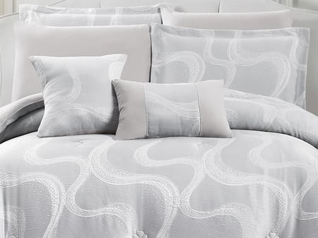 مفرش ANALIA فاخر جاكار مزدوج - 200×200 سم - 10 قطع - رمادي