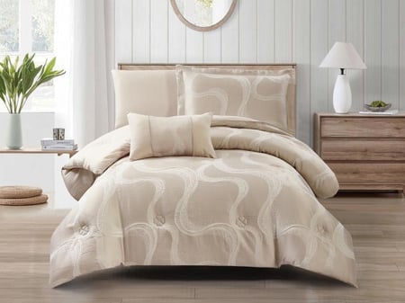 مفرش ANALIA فاخر جاكار مفرد ونص - 140×200 سم - 6 قطع - بيج