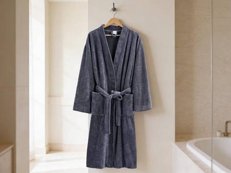 روب استحمام كلاسيك مايكروفايبر رمادي غامق فائق النعومة والجودة