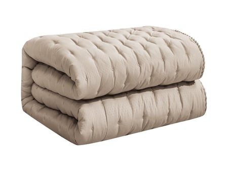 مفرش EMILY صيفي مطرز كابتونيه مزدوج - 200×200 سم - 10 قطع - بيج غامق