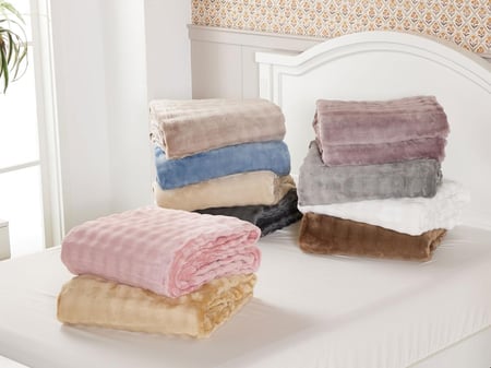 بطانية POP سادة مخمل خفيفة مزدوج - 200×230 سم - جملي