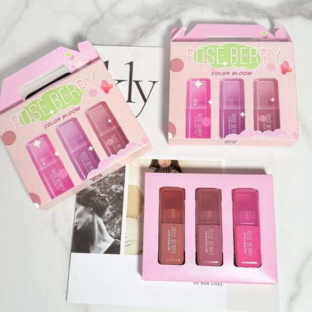 مورد الشفاه والخدود 3 قطع ، روز بيري