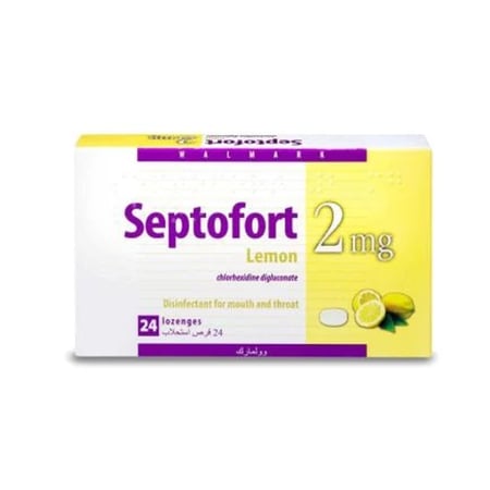 سيبتوفورت ليمون أقراص مص مطهرة للحلق 2 ملغ 24 قرص