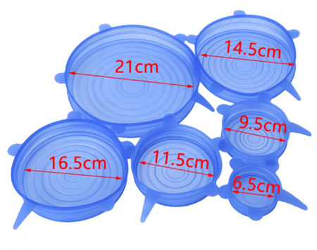 12 قطعة باللونين الأزرق الفاتح والأبيض قابلة للتمدد لحفظ الأطعمة