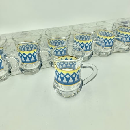 بيالات,كاسه,استكانه,شاي,تراثي,غضار,ازرق