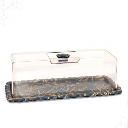 صحن كيك مستطيل بلاستيك