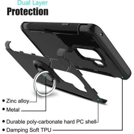 جراب سامسونج S9 ( غطاء حماية ) مناسب لجوالات سامسونج S9مع مسكة خاتم 360 ْ وحلقة معدنية للمغناطيس