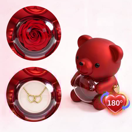 سلسال القلبين المتداخلين/ بوكس دبدوب الوردة الدائمة