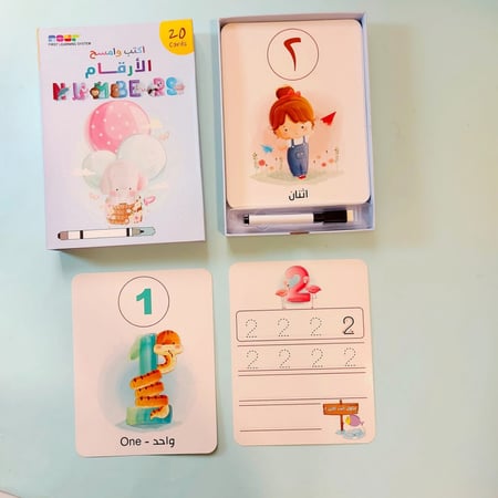 بطاقات اكتب وامسح الحروف والارقام