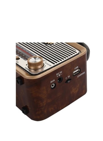راديو كلاسيكي خشبي محمول بتقنية البلوتوث و USB بتصميم ريترو