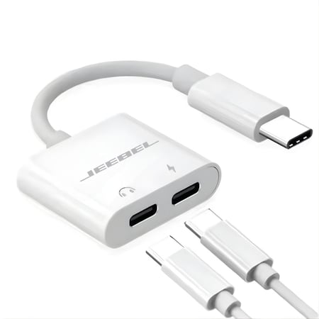 محول USB-C متعدد المنافذ من JEEBEL - شحن واستماع متزامن للأجهزة الذكية