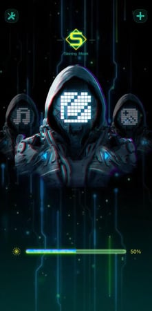 شخصيات ترتدي أقنعة LED ذكية تعرض رسومات متنوعة