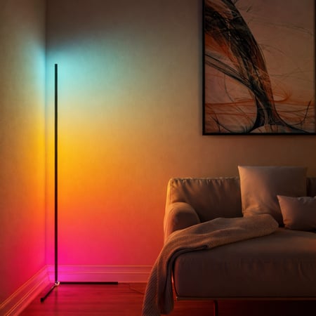 مصباح زاوية أرضي LED يضيء بألوان متدرجة زاهية