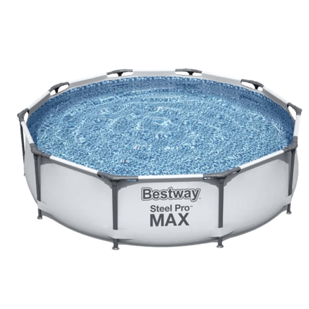 مسبح Bestway Steel Pro MAX دائري أبيض بإطار فولاذي ومياه زرقاء