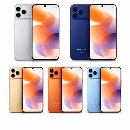 هاتف M-HORSE 17 Pro Max Plus: شاشة 6.6 بوصة، ذاكرة 128GB، رام 12GB، بطارية 5000mAh، Android 14، 4G VoLTE، WiFi 5GHz، USB Type C، هدية سماعات TWS