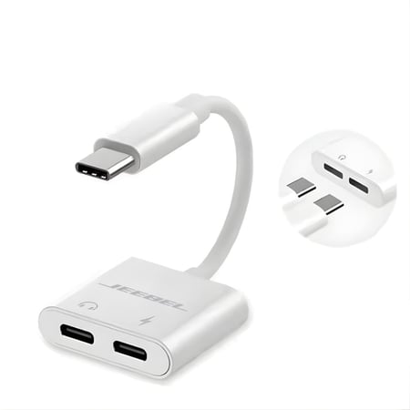 محول USB-C متعدد المنافذ من JEEBEL - شحن واستماع متزامن للأجهزة الذكية
