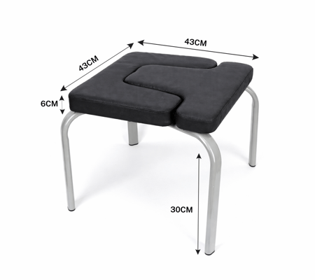 كرسي يوجا أسود للوقوف على الرأس بأبعاد مرسومة