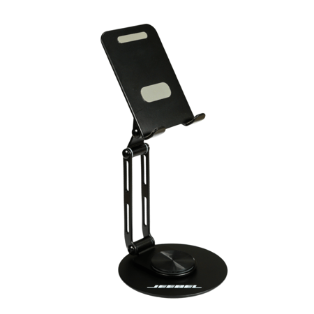 حامل مكتبي معدني أسود قابل للتعديل للهواتف والأجهزة اللوحية