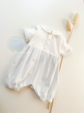 بكج الأمير الصغير ( السماوي)رومبر للمناسبات بطيات على الصدر أزرق سماوي مقلم