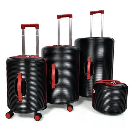 طقم شنط سفر مورانو 4 قطع بتصميم أسطواني جديد أسود