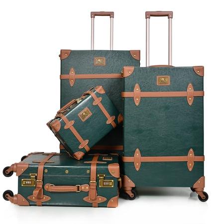 مورانو طقم شنط سفر كلاسيك جلد اربع قطع اخضر