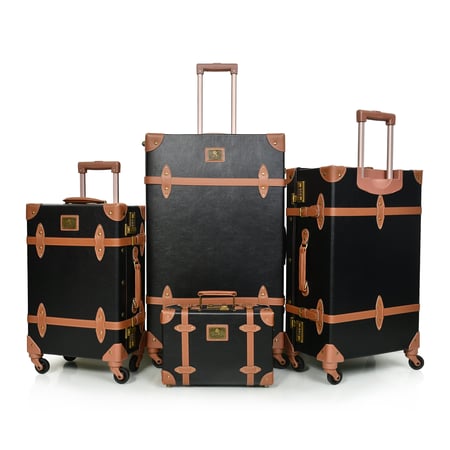 مورانو طقم شنط سفر كلاسيك جلد اربع قطع أسود