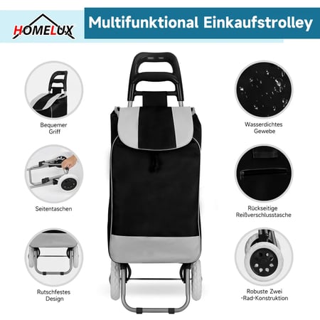 عربة تسوق ورحلات من مورانو 20 بوصة أسود