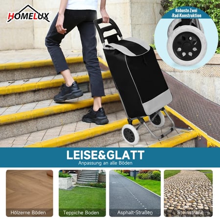 عربة تسوق ورحلات من مورانو 20 بوصة أسود