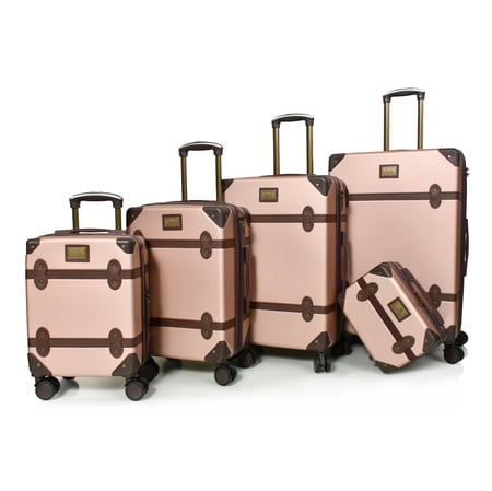 طقم شنط سفر من مورانو 4 قطع مع شنط مكياج فاخرة ذهبي