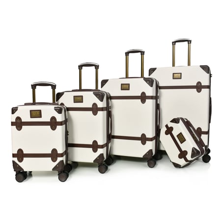 طقم شنط سفر من مورانو 4 قطع مع شنط مكياج فاخرة ابيض