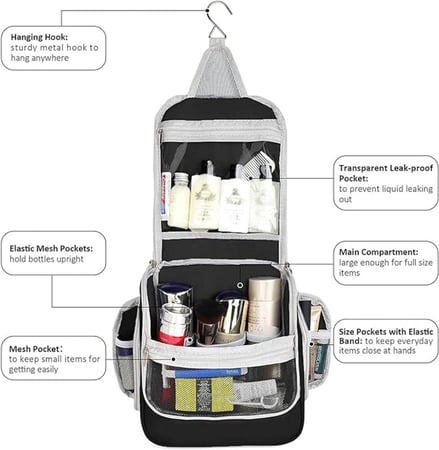 شنطة تنظيم اكسسوارات السفر متعددة الوظائف لمستحضرات التجميل والحلاقة للرجال والنساء مورانو متعددة الالوان