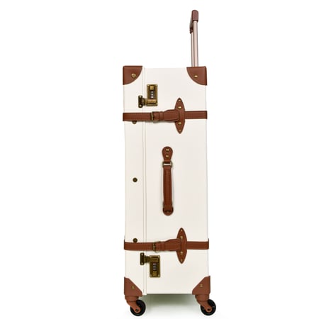 مورانو طقم شنط سفر كلاسيك جلد اربع قطع بيج و ابيض