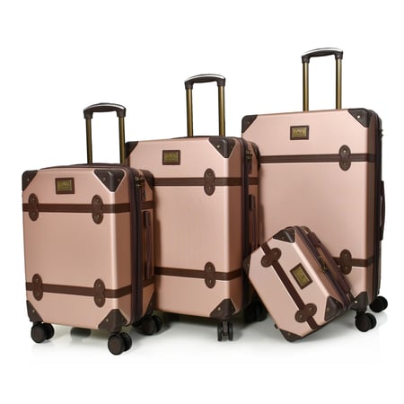 طقم شنط سفر من مورانو 4 قطع مع شنط مكياج فاخرة ذهبي