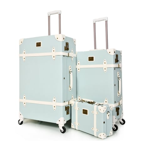 مورانو طقم شنط سفر كلاسيك جلد اربع قطع ازرق فاتح