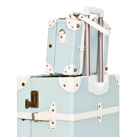 مورانو طقم شنط سفر كلاسيك جلد اربع قطع ازرق فاتح