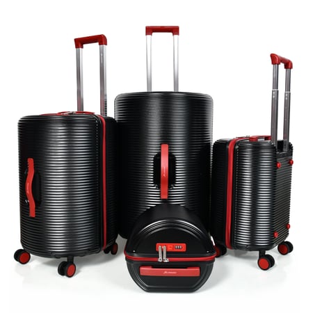 طقم شنط سفر مورانو 4 قطع بتصميم أسطواني جديد أسود