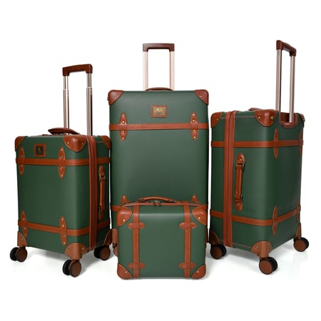 طقم شنط سفر كلاسيك جلد بلكامل مورانو اربع قطع اخضر