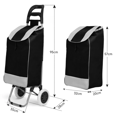 عربة تسوق ورحلات من مورانو 20 بوصة أسود
