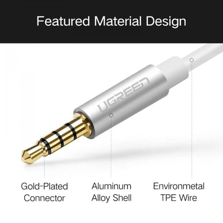 يوجرين | مقسم سماعات مدخل Aux الى سماعة ومايك ثلاثي ذهبي
