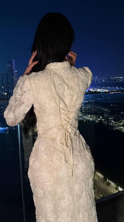 فستان سهرة دانتيل بورود ثلاثية الأبعاد