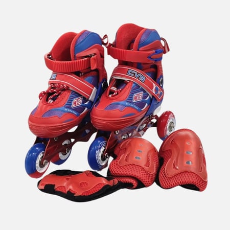 حذاء تزلج رياضي باربعة كفرات للاطفال - للمبتدئين - احمر