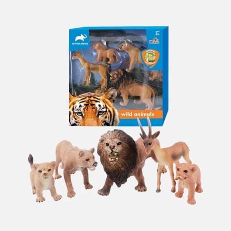 مجموعة حيوانات برية للأطفال - 5 قطع لعبة تعليمية آمنة