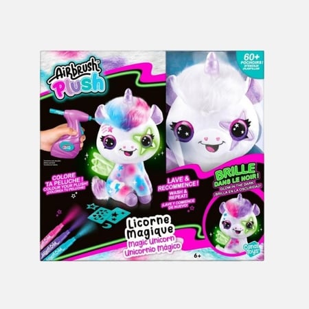 كانال تويز - لعبة يونيكورن قطيفة تلون بالرش وتضيء في الظلام حكاية طفل