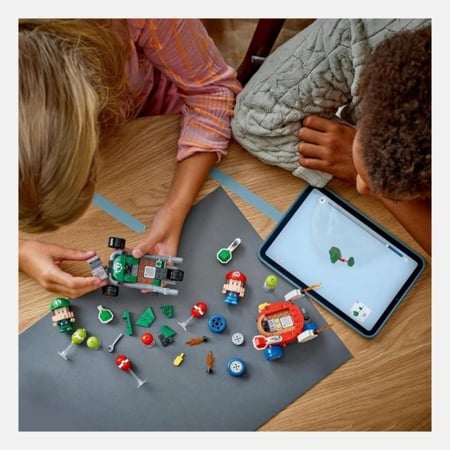 ليغو - ألعاب أطفال سوبر ماريو كارت – مجموعة بناء ماريو و لويجي 321 قطع