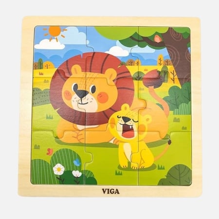 فيجا - أحجية خشبية أسد 9 قطع – ألعاب أطفال تعليمية لتنمية المهارات وال