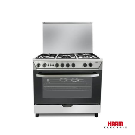 فرن هام 5 عيون غاز 60*90 استيل أمان كامل  اشغال ذاتي - 100547